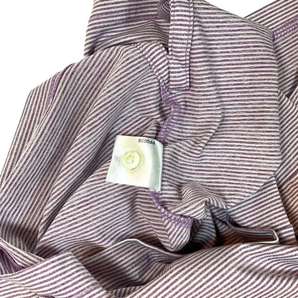 Rhoback The Whaler Performance Polo Purple Heather Stripe Men's L Long Sleeve - Picture 7 of 11